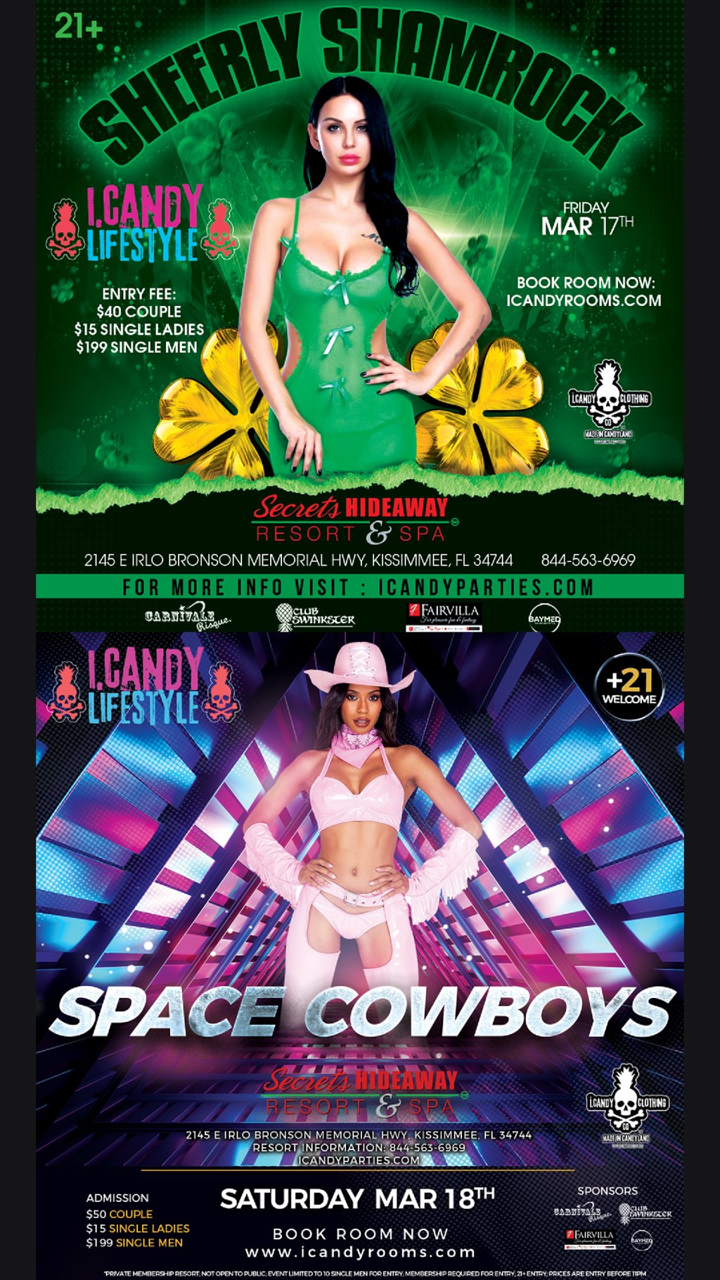 i.Candy Parties @Secrets Hideaway, Kissimmee, FL., March 17th & 18th 
